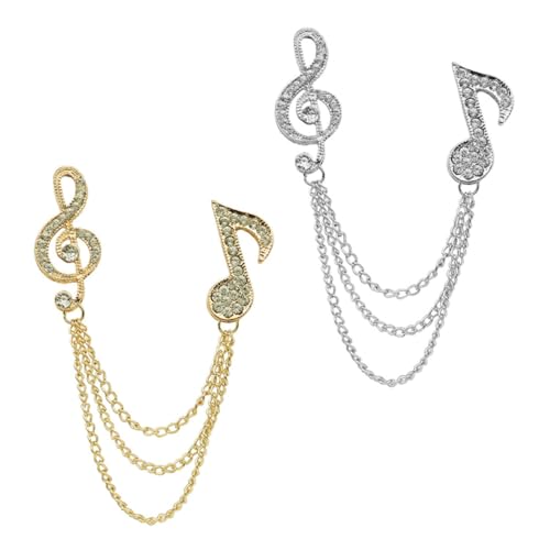 Gatuida 2 Stück Musiknoten Broschen Herren Anstecknadeln aus Modische Reversnadeln in Gold und Silber Langlebige Kragenpins mit Kreativem Design für Hemden Jacken Rucksäcke und Taschen von Gatuida
