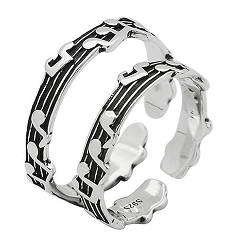 Gatuida 2 Stück Musiknoten Paarringe Offener Verstellbarer Schmuck für Damen und Herren Leichtes Design Alltagspartys Geschenkidee Romantische Fingerdekoration von Gatuida