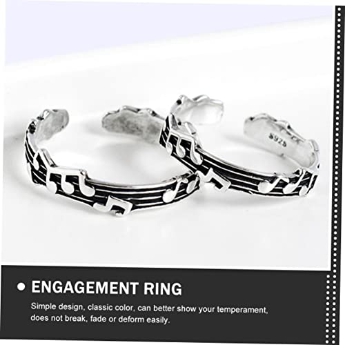 Gatuida 2 Stück Musiknoten Paarringe Vintage Design Verstellbar Offene Ringe für Damen Herren Engagement Schmuck Alltag Party von Gatuida
