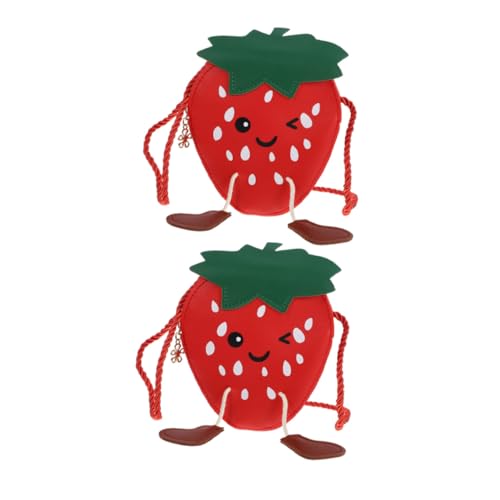 Gatuida 2 Stück Niedliche Erdbeer Umhängetasche für Mädchen aus Robustem PU Material Verstellbarer Schultergurt Leichte Crossbody Handtasche als Kleine Tragetasche und Umhängegeldbeutel von Gatuida