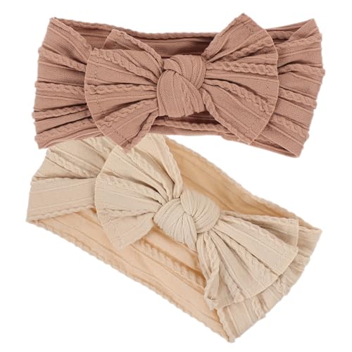 Gatuida 2 Stück Nylon Stirnbänder mit Schleife Weiche Elastische Kopfbedeckung für Neugeborene und Kleinkinder Bequeme Strapazierfähige Haarbänder für Mädchen von Gatuida