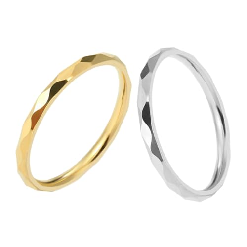 Gatuida 2 Stück Oberfläche Titanstahl Ringe Chic Schmuck Damen Herren Verstellbar Hautfreundlich von Gatuida
