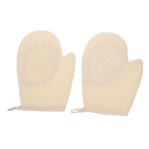Gatuida 2 Stück Peeling badehandschuhe Luffa und Baumwolle Beidseitig Weich Exfolierend Langlebig Passend für Damen und Herren Effektives Körperpeeling und Sanfte Hautreinigung Dusche von Gatuida