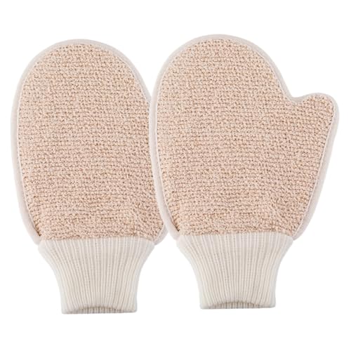 Gatuida 2 Stück Peeling badetuch aus Leinen und Weiche Hautfreundliche Badeschrubber handschuhe Effektive Rückenreinigung und Hornhautentfernung für Sanfte Körperpflege bei Dusche und Spa von Gatuida