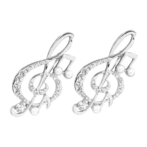 Gatuida 2 Stück Perlenbroschen mit Musiknoten Design Silberfarbene Anstecknadeln für Damen Modische Revers Pins für Abendkleider und Pullover Kreative Schmuckaccessoires für Geburtstag von Gatuida