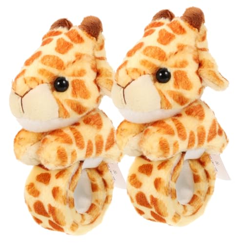 Gatuida 2 Stück Plüsch Giraffen Slap Band Snap Wristband Tiermotiv Weiches Kuschelarmband für Party Spiel und Dehnbar Einfach Anzulegen Lustiges Kinderarmband von Gatuida
