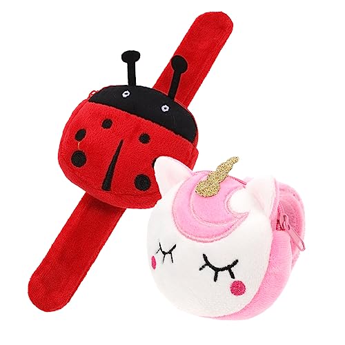 Gatuida 2 Stück Plüsch Slap Armband mit Niedlicher Tier Geldbörse Cartoon Wristband Weiches Kuscheltier Portemonnaie Vielseitiges Party Favor für Kindergeburtstag und Alltag Weiß von Gatuida