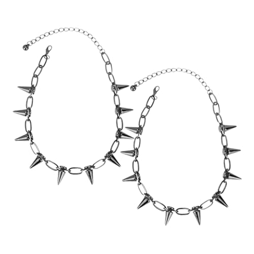 Gatuida 2 Stück Punk Halskette für Damen mit Übertriebenen Spikes Vintage Statement Schmuck Bequemer Choker Auffälliges Design für Partys und Konzerte Modischer von Gatuida
