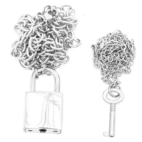 Gatuida 2 Stück Punk Style Halskette Damen Herren Schlüsselanhänger Vorhängeschloss Ketten Schmuck Clavicle Chain Silberkette für Alltag Party von Gatuida