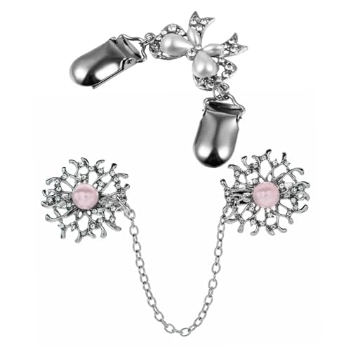 Gatuida 2 Stück Retro Metall Brosche Clip Kreativer Cardigan Clip für Damen für Schals Pullover und Kleidung Accessoires mit Weißem Schleifen Design und Perlenkette von Gatuida