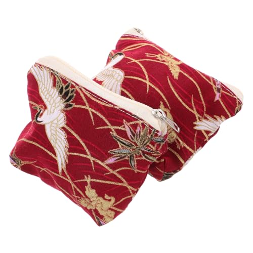 Gatuida Japanische Kleiner Geldbörse mit Reißverschluss 2 Stück Vintage Canvas Münzbeutel Tragbare Clutch für Schlüssel und Kleingeld Süße Geldbörse für Frauen von Gatuida