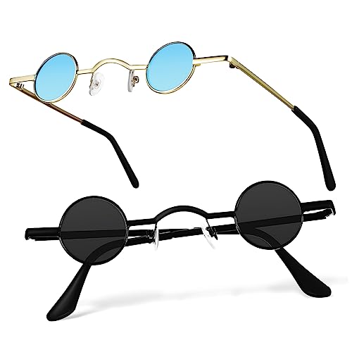 Gatuida 2 Stück Retro Polarisierte Kleine Runde Sonnenbrille im Punk Stil mit Metallrahmen Leichter Damen Herren Vintage Eyewear für Alltag Party Reise und Foto Teiliges Schwarz Gold Blau Gatuida 2 Stück Retro Polarisierte Kleine Runde Sonnenbrille im Punk Stil mit Metallrahmen Leichter Damen Herren Vintage Eyewear für Alltag Party Reise und Foto Teiliges Schwarz Gold Blau von Gatuida