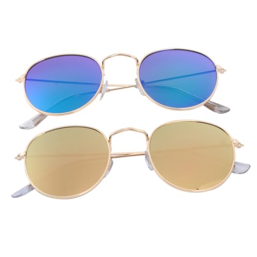 Gatuida 2 Stück Retro Sonnenbrille mit Rundem Vintage Rahmen Modische Sonnenbrillen für Damen und Herren Leichte UV schutzbrille für Strand und Outdoor Farbige Verspiegelung in Pink und Gatuida 2 Stück Retro Sonnenbrille mit Rundem Vintage Rahmen Modische Sonnenbrillen für Damen und Herren Leichte UV schutzbrille für Strand und Outdoor Farbige Verspiegelung in Pink und von Gatuida