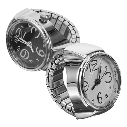 Gatuida 2 Stück Ringuhr Uhr Fingeruhr Modisch Verstellbar Langlebig Stilvoll Damenuhr Accessoire von Gatuida