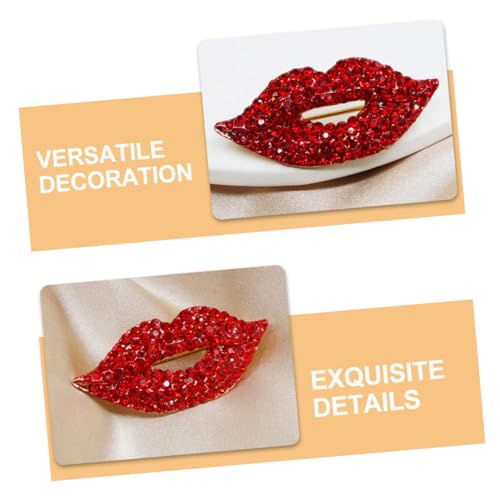 Gatuida 2 Stück Damen Brosche Lippenform Strass Anstecknadeln Rotes Kleidungszubehör Für Partys Hochzeiten Valentinstag von Gatuida