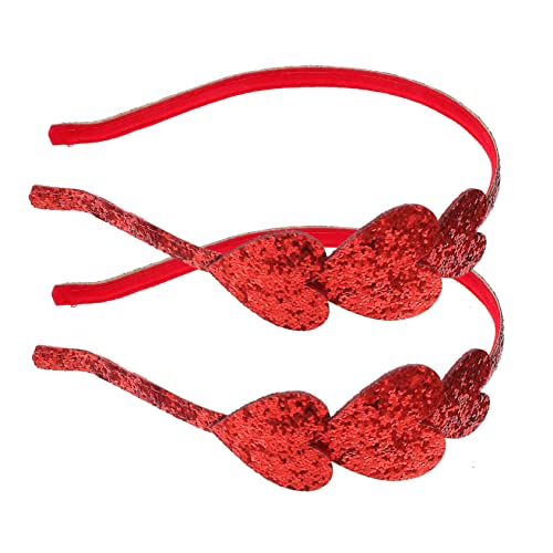 Gatuida 2 Stück Rotes Herz Stirnband mit Glitzer Romantisches Haarschmuck für Junge Mädchen Kreative Party Haarreifen für Festtage und Besondere Anlässe von Gatuida