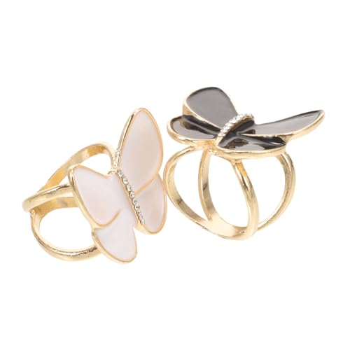 Gatuida 2 Stück Schalringe mit Geometrischem Hohlmuster und Funkelnden Strasssteinen Langlebige Schalclips für Damen Schonender Halter für Tücher und Schals in Schwarz und Weiß von Gatuida