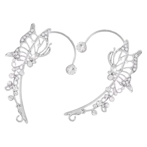 Gatuida 2 Stück Schmetterling Ohrmanschetten für Damen Piercing Ohrclips aus Langlebiger Legierung mit Funkelnder Diamantverzierung Eleganter Ohrschmuck für Hochzeit Valentinstag und von Gatuida