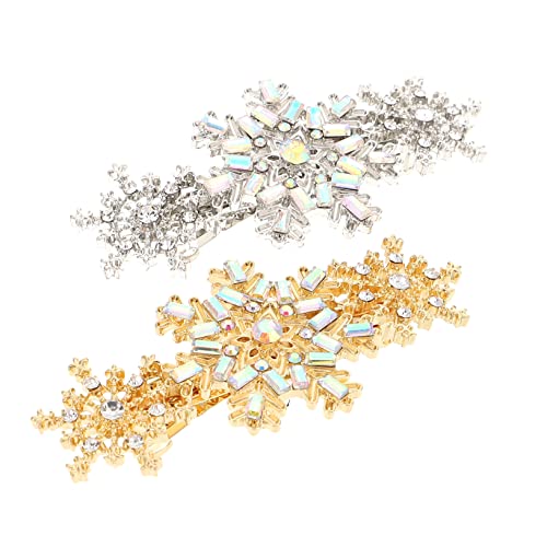 Gatuida 2 Stück Schneeflocken Haarklammern mit Strass Haarnadeln für Hochzeiten und Feste Haarschmuck für und Mädchen Gold und Silber von Gatuida