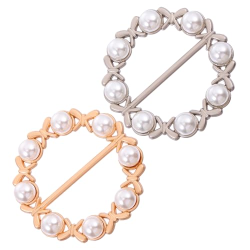 Gatuida 2 Stück Seidenschal Halter Imitationsperlen Schalclip Schalring Damen Schmuck Verschluss Modisch Elegant für Festlichen Anlass und Alltag von Gatuida