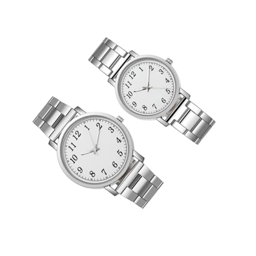 Gatuida 2 Stück Silberne Armbanduhr Edelstahlarmband Hypoallergen Kratzfest Romantisches für Damen Herren Valentinstag Jubiläum von Gatuida