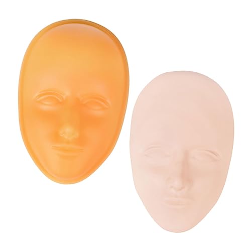 Gatuida 2 Stück Silikon Übungshaut Kopf für Gesichtstraining mit Stützbasis für Mikropigmentierung Augenbrauen Lippen und Eyeliner Geeignet für Anfänger und Profis von Gatuida