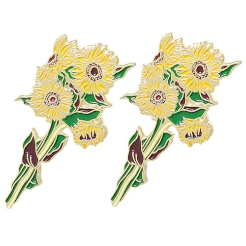 Gatuida 2 Stück Sonnenblumen Broschen aus Legierung für Damen Anstecknadeln mit Blumenmotiv Stilvolle Damenaccessoires als Weihnachts und Festtagsgeschenk von Gatuida