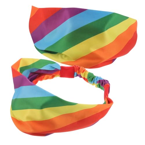 Gatuida 2 Stück Sport Stirnband Damen Herren mit Feuchtigkeitsmanagement Atmungsaktives Rutschfestes Workout Stirnband in Leuchtenden Regenbogenfarben für Fitness Yoga Laufen und von Gatuida