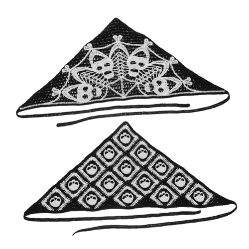 Gatuida 2stücke Häkel-bandana Mit Totenkopf Und Spinnennetz Für Damen Dreieckiges Stirnband Aus Gehäkeltem Material Gothic-haar-accessoire Für Halloween Und Kostümpartys von Gatuida