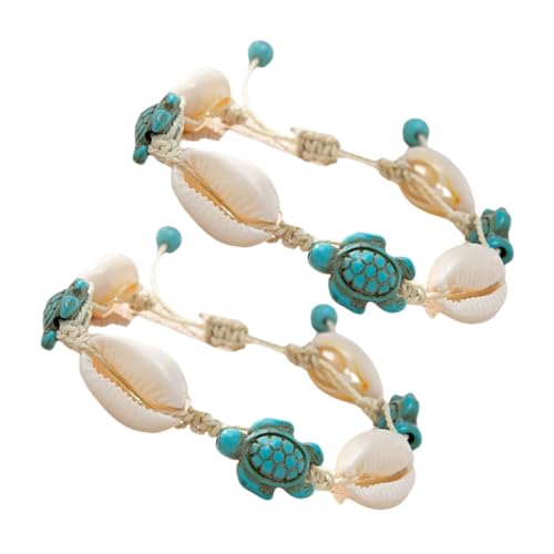 Gatuida 2 Stück Teiliges Boho Fuß und Strandarmband mit Schildkröten und Muscheldesign Verstellbar Inspiriert Vielseitig Tragbar als Fußkettchen oder Armband für Sommerurlaub und von Gatuida