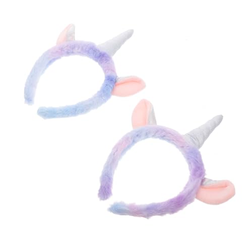 Gatuida 2 Stück Teiliges Einhorn Haarband Plüsch Stirnband für Mädchen Weich und Bequem zum Haare Fixieren Make up Gesichtwaschen Party und Alltag Attraktives Design Langlebig und von Gatuida