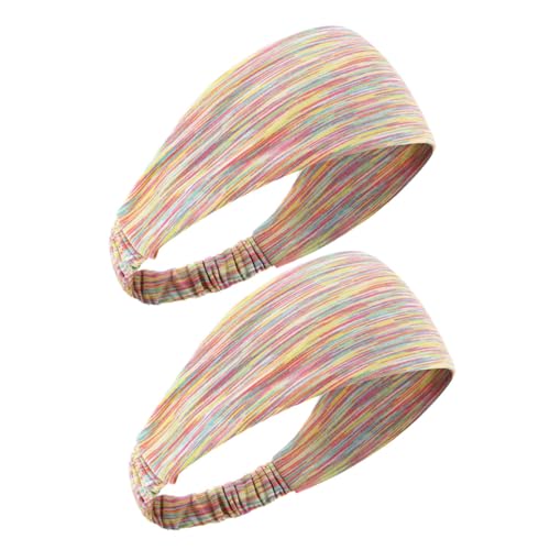 Gatuida 2 Stück Teiliges Elastische Atmungsaktive Yoga Stirnbänder aus Chinlon Ice Silk Schweißabsorbierend und Dehnbar Modisch Bunte Sport Haarbänder für Damen und Herren zum Laufen von Gatuida
