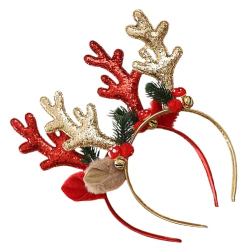 Gatuida 2 Stück Teiliges Geweih Haarreif für Erwachsene und Leichtes Weiches Cosplay Stirnband mit Roten und Goldenen Geweihen Festliche Weihnachts Party Kopfbedeckung für Kostüme und von Gatuida
