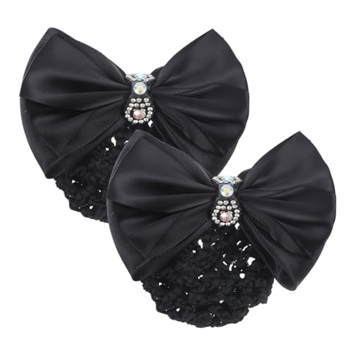 Gatuida 2 Stück Teiliges Haarnetz mit Schleifen Clip Atmungsaktives Haarnetz für Dutt Geeignet für Krankenschwestern Stewardessen Bankangestellte Damen und Mädchen Leichtes Haarschmuck von Gatuida