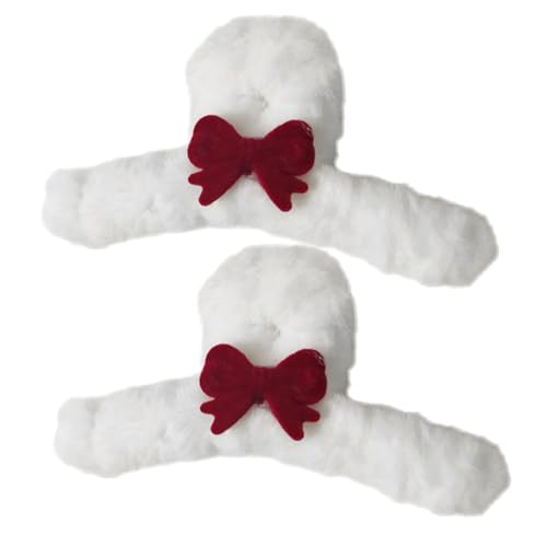 Gatuida 2 Stück Teiliges Haarspangen Weiche Fuzzy Haarklammern mit Schleifen Design Rutschfeste Haarklammern für Frauen und Mädchen für Alltag Partys Hochzeiten und Beauty Routine von Gatuida