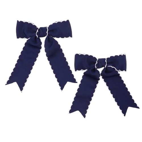 Gatuida 2 Stück Teiliges Haarspangen für Mädchen Dunkelblaue Schleifen-haarclips mit Langem Band Weiche Leichte Haaraccessoires für Schule Alltag und Festliche Anlässe von Gatuida