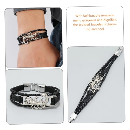 Gatuida 2 Stück Teiliges Herren Armband mit Motiv Modisches Punk wickelarmband aus Pu Material und Metall Stilvolles Langlebiges Statement schmuckstück für Männer und Jugendliche von Gatuida
