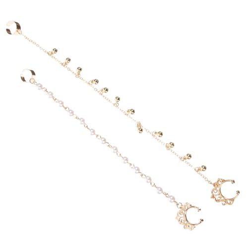 Gatuida 2 Stück Teiliges Indianischer Nasenring mit Kette Geometrische Punk Ohrstecker mit Quasten Leichte Ohrringe für Damen Nachbildung von Perlen Goldfarbene Ohr zu Nase Kette von Gatuida