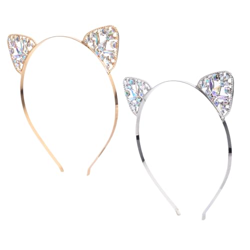 Gatuida 2 Stück Teiliges Katzenohren Haarreif aus Langlebigem Material mit Funkelnden Strasssteinen Leichtes Bequemes Cosplay Headband für Party Festival und Karneval Geeignet für Damen von Gatuida