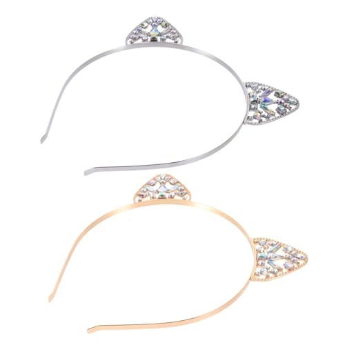 Gatuida 2 Stück Teiliges Katzenohren Stirnband mit Funkelnden Strasssteinen Modischer Haarreif für Damen und Mädchen Glänzendes Party accessoire für Karneval und Alltag von Gatuida