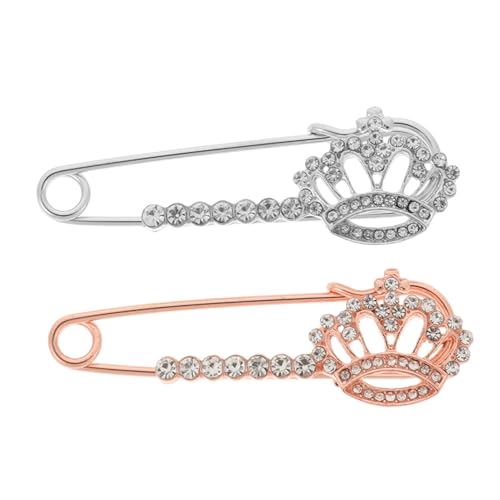 Gatuida 2 Stück Teiliges Kristall Kronen Broschen Vielseitige Sicherheitsnadeln für Cardigans Pullover und Stolen Funkelnde Broschen Pins mit Edlem Roségold und Weißgold Eleganter Schmuck von Gatuida