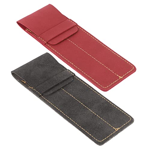 Gatuida 2 Stück Teiliges Leder Stifteetui PU Leder Vintage Stil Robustes Kratzfestes Federmäppchen Eleganter Schutz für Füller und Kugelschreiber Geschenkset in Schwarz und Weinrot von Gatuida