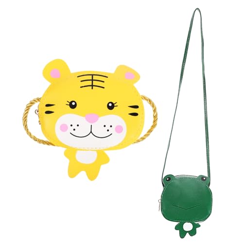 Gatuida 2 Stück Teiliges Mädchen Umhängetaschen mit Tierdesign Frosch und Tiger Handliche Geldbörsen mit Reißverschluss Praktische Schultertaschen für Kleinkinder Münzbeutel und Begleiter von Gatuida