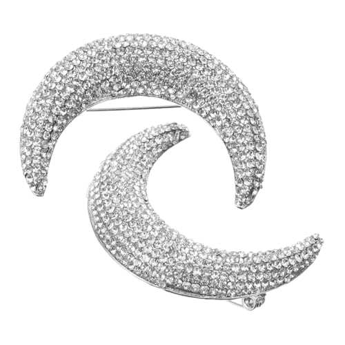 Gatuida 2 Stück Teiliges Mond broschen Strassbesatz Silberfarbene Anstecknadeln für Damen Dekorative Lapel Pins für Blazer Schal Hut und Rucksack Modische Schmuckaccessoires von Gatuida