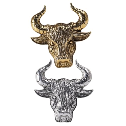 Gatuida 2 Stück Teiliges Ox Broschen aus Hochwertiger Legierung Chinesisches Tierkreiszeichen Rinder Design Vintage Retro Brustnadel Langlebiger Schmuck für Pullover Anzug Hut und Schal von Gatuida