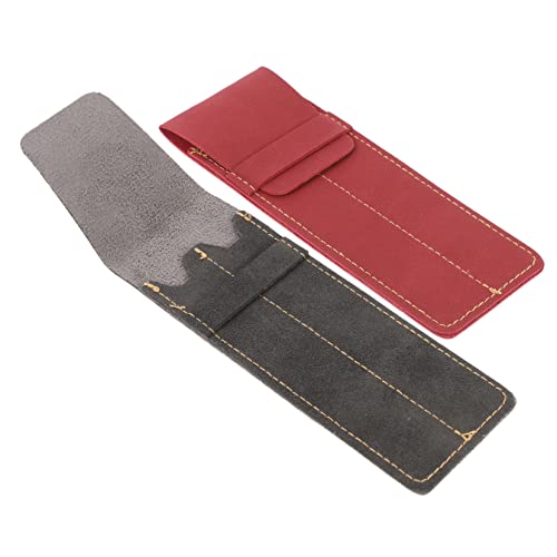 Gatuida 2 Stück Teiliges PU Leder Stiftsleeve Mattierte Vintage Stifthülle Schmale Schützende Federmäppchen für Stifte Schwarz und Weinrot Tragbares Etui für Füller und Kugelschreiber von Gatuida