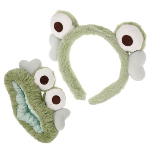 Gatuida 2 Stück Teiliges Plüsch Frosch Haarband Elastisch Weich Lustig Stirnband für Gesicht Waschen Make up Party Cosplay und Erwachsene Zubehör von Gatuida