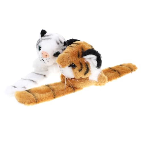 Gatuida 2 Stück Teiliges Plüsch Slap Armband Langlebige Cartoon Slap Bands für Simulierte Tigerhandgelenk Bänder Robustes Partyzubehör und für Jungle Birthday Party von Gatuida