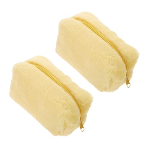 Gatuida 2 Stück Teiliges Reise kosmetiktaschen Weichem Plüsch Tragbarer Makeup Organizer mit Großem Fassungsvermögen Handliche Kulturtasche Damen für Reisen und Alltag in Gelb von Gatuida