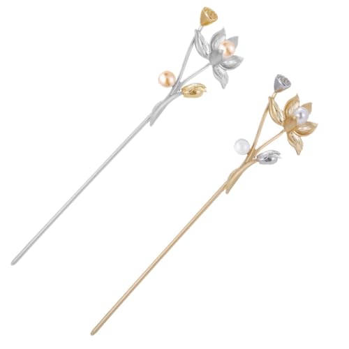 Gatuida 2 Stück Teiliges Retro Perlen Blüten Haarstäbchen Haarnadel aus Antike Haarschmuck für Damen Geeignet für Alltag Party Cosplay und Stilvolle Hochsteckfrisuren von Gatuida